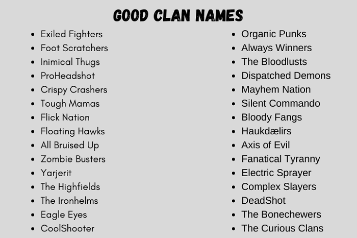 Awesome Clan Names – Unique, Funny & Badass Picks