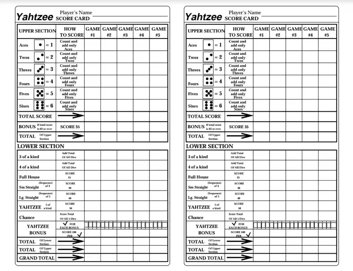 Download the Best Yahtzee Score Card for Your Next Game